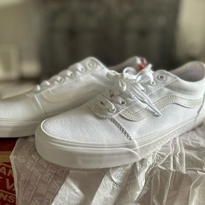 Triple white Vans